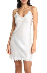 Papinelle Camille Lace Trim Silk Nightgown in Ivory at Nordstrom, Size Small