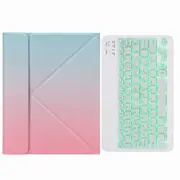 Bluetooth Keyboard Leather Case For Ipad 10.2 / 10.5 With Monochrome Backlight & Three Fold Holder Pink Blue Keyboards