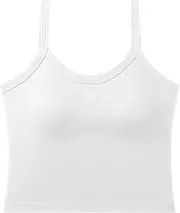 [Generic] Women's Sexy Scoop Neck Tank Top Summer Going Out Basic Built In Cup Bra Layering for Women Long