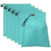 6pcs Drawstring Bag with Toggle 6 x 8 Inch Stuff Sack, Lake Blue