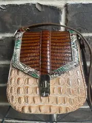 NWT BRAHMIN Devonshire Honey Brown Everlee Crossbody Bag small multi green