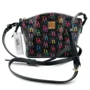 New Dooney & Bourke Multi Penny Crossbody Bag Black Rainbow Monogram Small