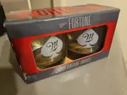 Miller Fortune Spirited 11oz Rocks Glasses Ace of Spades Set of 2 w/ Box RARE