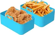 2Pcs Air Fryer Silicone Pot Air Fryer Liner Heat Resistant Air Fryer Silicone Baking Pan Air Fryer Accessories Liners for Air Fryer Oven Microwave (2x blue)