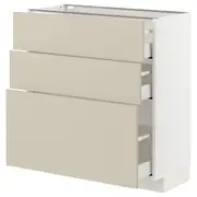 METOD / MAXIMERA base cabinet with 3 drawers, white/Havstorp beige, 80x37x80 cm
