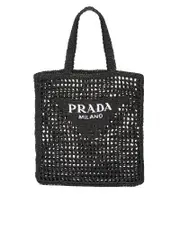 Prada Raffia Tote Bag in Black