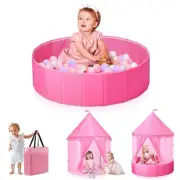 3-in-1 Ball Pit & Play Tent for Toddlers: Large 40" Pink Kids Ball Pit and Pr...