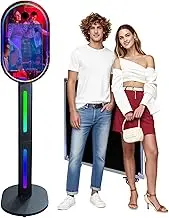 Photo Booth Machine with Touch Screen Mirror Photo Booth with Flight Case for Party Wedding Events (Black C, Photo Booth Machine)