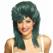 Women Mullet Wigs Curly Soft Heat Resistant Shoulder Length Hair 80s Rocker Cosplay Synthetic Wig