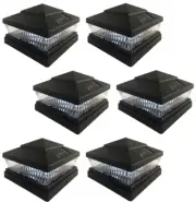 6 Pack 4" 5" 6" Black Color Plastic Outdoor 5 LED 78Lumens Solar Post Cap Light