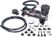 ZHSYMX 200PSI 3/8 NPT Super Silent 69DB Air Train Horn/Air Ride Suspension Compressor for Train/Truck/Car 12V Black