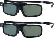 3D Glasses, 3D Active Shutter Glasses, Rechargeable Glasses, Suitable for 3D DLP-Link Projector, Pack of 2