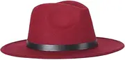 [ａ aternee] Women Jazz Hat with Belt Decoration Versatile Waterproof Fedora Lady Top Hat for Costume Accessories Short Trips Fall Winter