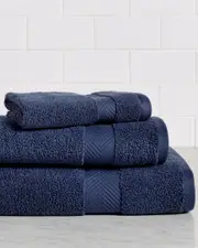 Superior Solid Absorbent Strong Zero-Twist 3pc Cotton Towel Set