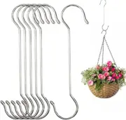 6 Pack Extra Large Heavy Duty Long Outdoor Plant Hanging S Hooks - for Baskets,