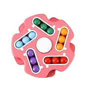 Double Sided Finger Magic Bean Cube Toy Children Intelligence Fingertip Spinning Top (Red)