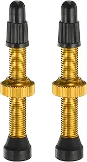 uxcell 2pcs Tubeless Valve Stems 40mm Aluminum Alloy Tubeless Valve Super Light No Leak Durable Valve Stem Caps Multiple Color & Size Fit Most Bicycle Tubeless Rims Pair, Yellow