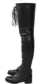 [LeaHy] Womens Lace Up Boots Ladies Over The Knee Stretch Ankle Boots Goth Punk Long Boots