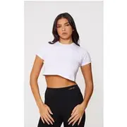 Basic Roll Sleeve White Crop Top, White