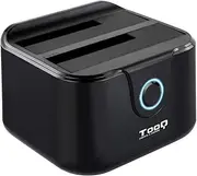 TooQ TQDS-802B - Docking Station Connection Base with Double SATA Bay for 2.5 and 3.5 Inch Drives, USB 3.0 and USB 2.0 Host, Offline Clone Function, Colour Black
