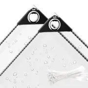 3 x 10 ft Clear Waterproof Tarp PVC 11.8 Mil Tarpaulin with Grommets and Cab