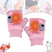 [Generic] Rechargeable Heating Gloves,USB Fingerless Liners Portable Electric Winter Half Hand Warmers 3 Temp Adjustable Touch Screen Smart Thermostatic Heated Mittens for Women Man