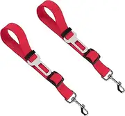 Dog Seat Belt 2 Pack,Adjustable Dog Car Harness for Driving Safety，for Prevent Dogs from Jumping Out of Windows Car Restraint Pet Accessories for Dogs (Red)