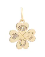 Adina Reyter 14K Yellow Gold Diamond Pave Lucky Symbol Clover Charm Pendant