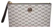 MICHAEL KORS Women Fulton MK Signature LG Zip Clutch Wrist-let Wallet Black Gray