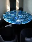 36" Round Blue Agate Stone Coffee Table Elegant Countertop Home Furniture Decors