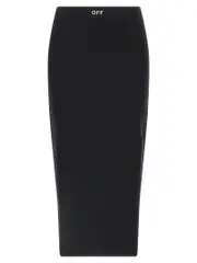 [Off-White] Off-White-Logo Skirt Gonne Nero-Donna 42IT