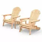 3 Piece Wooden Outdoor Beach Chair and Table Set