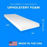 High Density Upholstery Foam Seat Couch Cushion Replacement - 24" x 108"