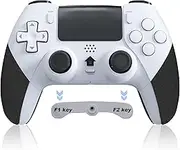 Shiptree Wireless Controller für PS4, Gamepad Controller kompatibel mit PS4/Pro/Slim mit Turbo/Programmierbare Tasten/6-Achsen Gyro Sensor/Dual Vibration/Touchpanel-Weiß