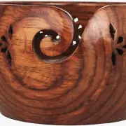 Tangle-Free Rosewood Yarn Bowl - Personalized Wooden Storage for Knitting & Croc