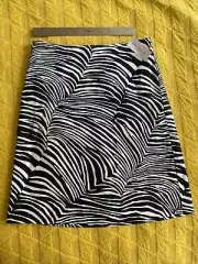 Ann Taylor Zebra Black White Striped Mini Skirt Tiger Pinup Sz S 0 Stretch Punk