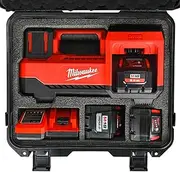 Air Compressor Waterproof Hard Case Compatible with Milwaukee M18 Inflator 2848-20, Air Pump Carrying Bag for Milwaukee Tools, Storage Holder for Battery Pack 18V 3.0 to 9.0 Ah - Black