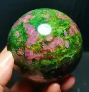 RARE 497.4G Natural Polished Grandmother Green Ruby Crystal Ball Healing R346