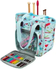 Knitting Bag Yarn Storage Organizer, Portable Knitting Tote Basket Yarn