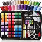 Travel Sewing kit, Over 110 DIY Premium Sewing Supplies, Mini Sewing kit, Extra Wonder Clips and 40 Quality Sewing pins, for Travel, Kids, Beginners, Students and Home. Rainbow