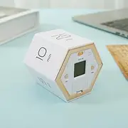 DJAPWPX Magnetic Flip Hexagon Timer Flip Focus Cube Timer Custom Countdown Time Desk Productivity Timer Rotation Pomodoro Timer for Work Study Cooking (White)