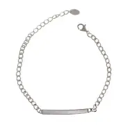 Simple Geometric Horizontal Line Solid 925 Sterling Silver Adjustable Chain Brac