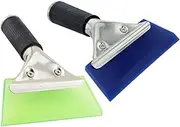 Anneome Stainless Steel Snow Scraper with Rubber Blade Durable for Windshield Non Slip Handle Dual Use Snow Shovel Random Color Car Essential Tool Random Color