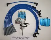 PLYMOUTH 273-318-340-360 BLUE SMALL Cap HEI Distributor, COIL + Spark Plug Wires