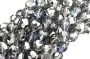 25 Blue Silver AB Faceted Round Glass Beads 8MM