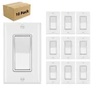 10 Pack Decorator Paddle Rocker Light Switch Residential Grade,15A 120V/277V