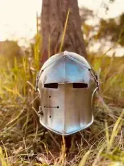 Barbuta Helmet , Medieval Knight Armor 18g Mild Steel Helmet , Barbuta Visored