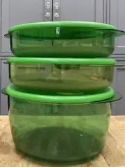 Tupperware Rock N Serve Large Round Set of 3-Spearmint-NEW-SHIPPING INCLUDED