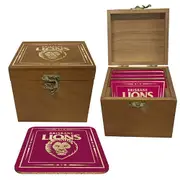 Brisbane Lions AFL Cork Back Drink Coasters in Wooden Case Box