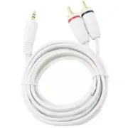6 FT 3.5mm Stereo Male Plug to 2 RCA Dual Audio Male Adapter Speaker Cable White
